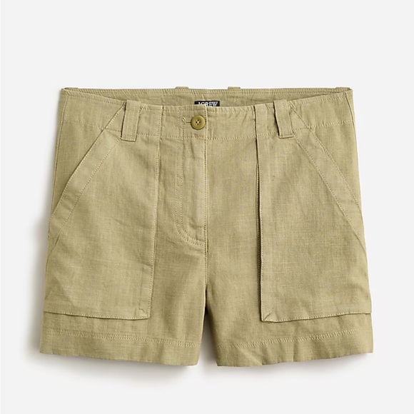 New! JCrew Linen cargo short in Khaki size 6 - Picture 1 of 4